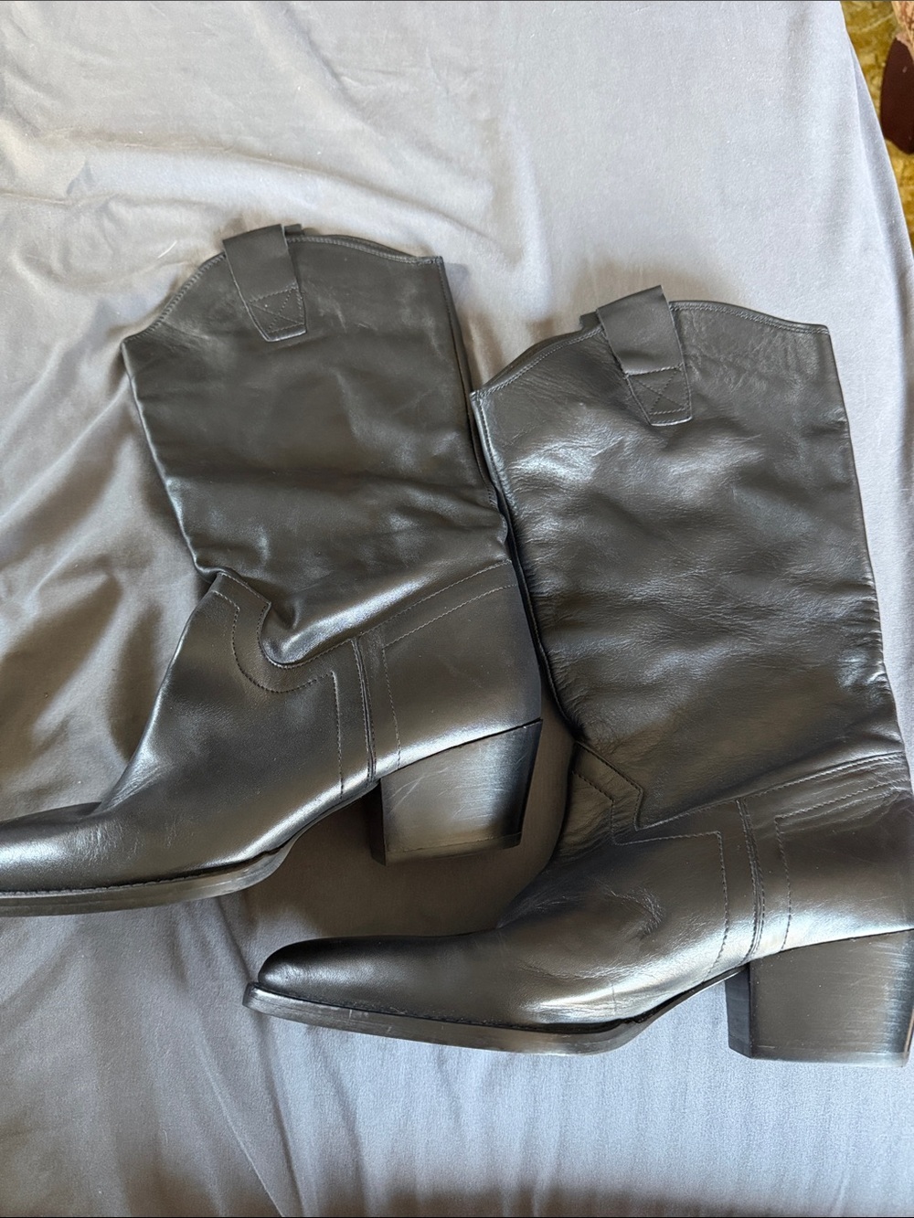 NWT Black Zara heeled Pointed Toe Ankle Cowboy Boots Botin Size 8.5 - Picture 3 of 13
